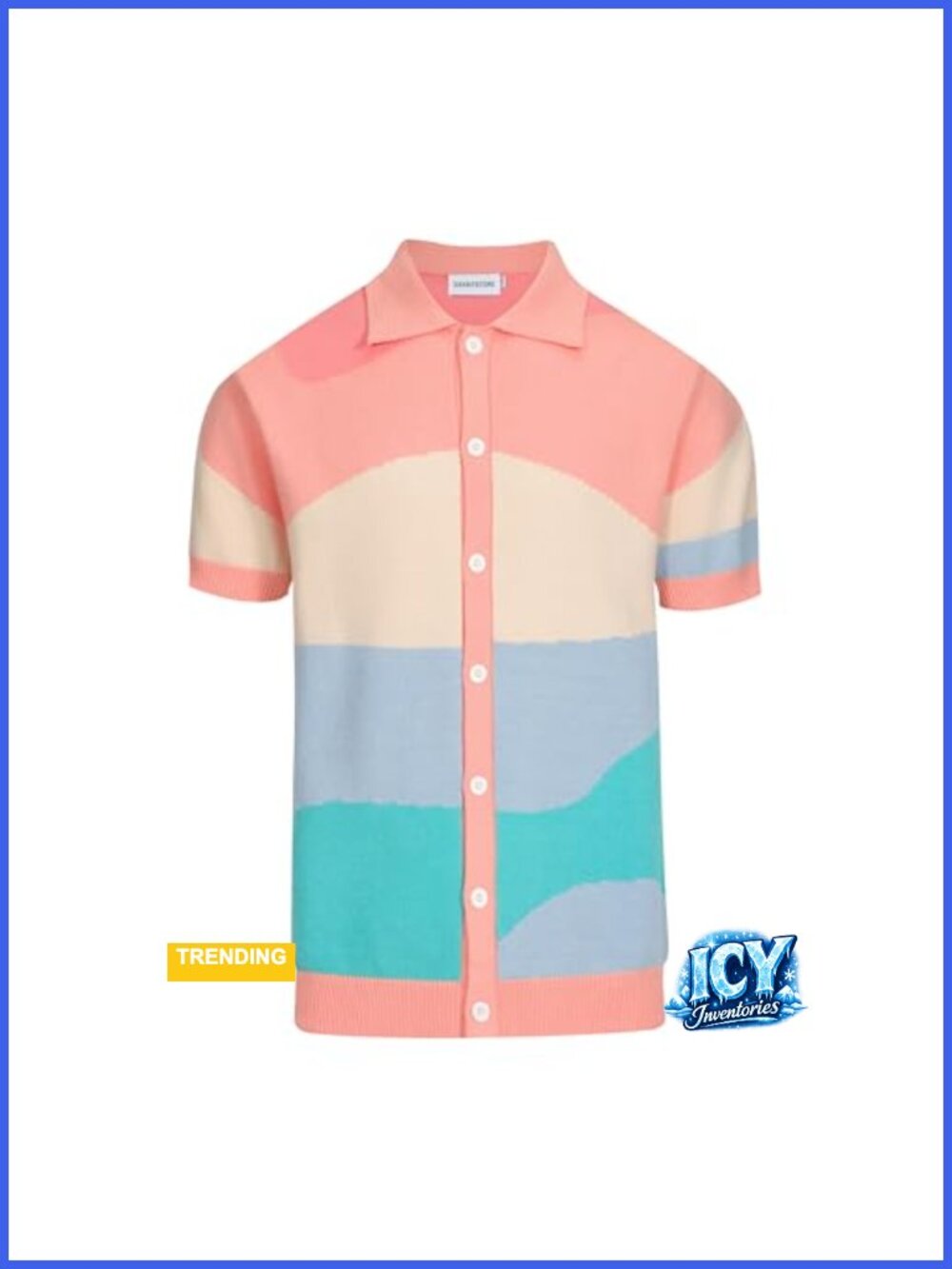 Vintage Retro Polo Shirt Short Sleeve Knit Cotton Men Casual